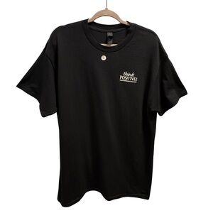 Gildan Black Short Sleeve Tee, Think Positive, Unisex, size L